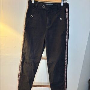 Anthropologie Black Jeans with Pink Trim